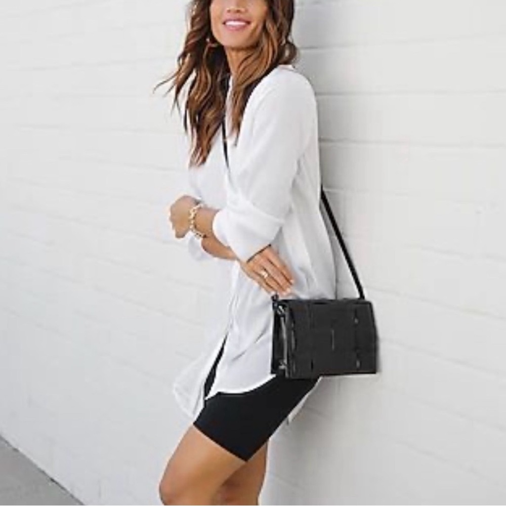 Express Pleated Shoulder Button Down Tunic Shirt … - image 5